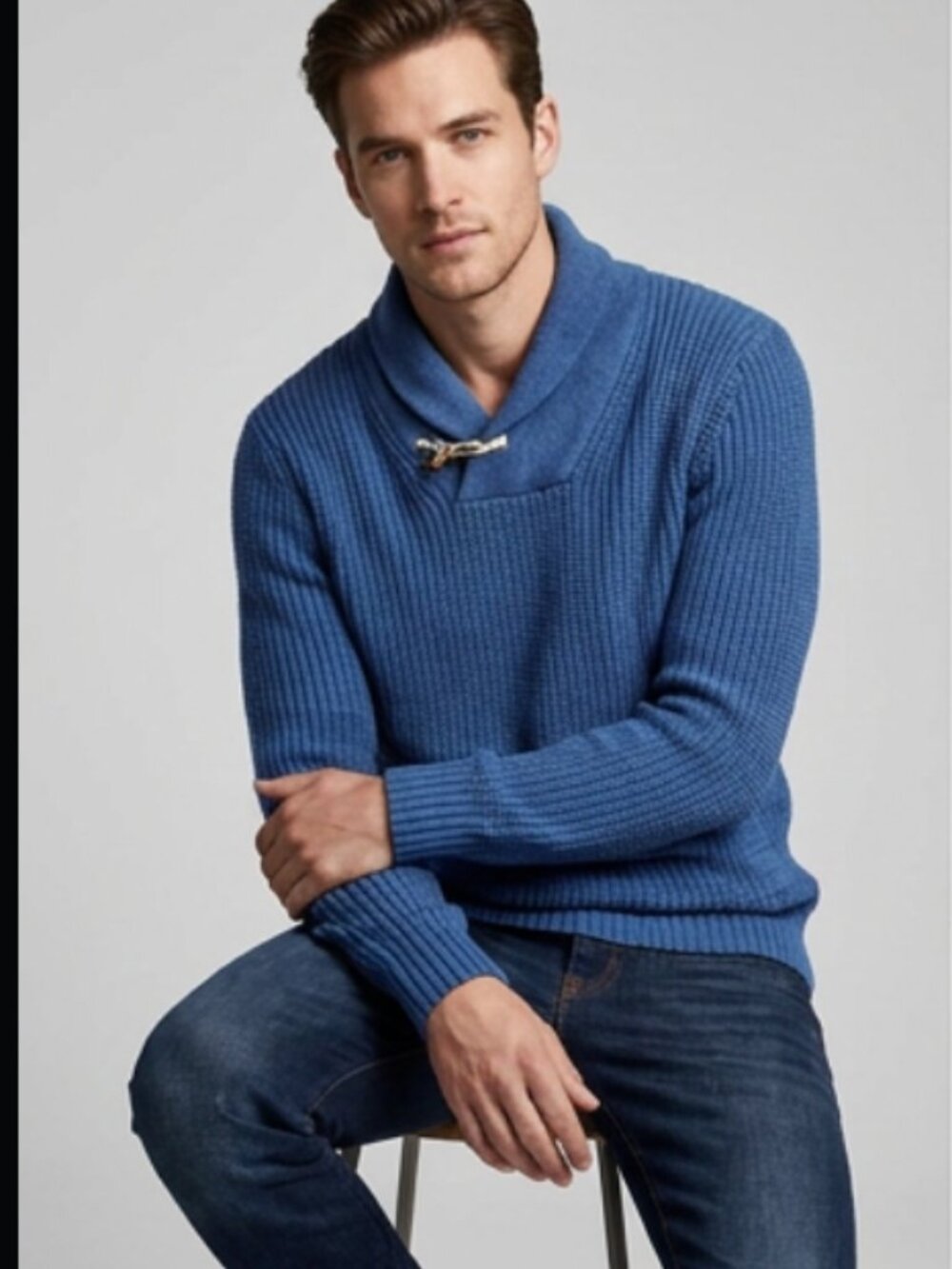 H&M Mens LOGG Shawl sweater Navy Blue Size S